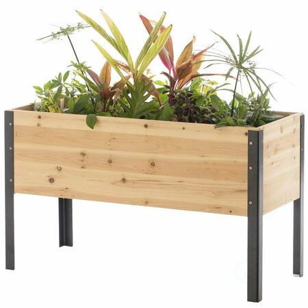 INVERNACULO 21.75 x 15.5 x 35.5 in. Elevated Raised Rectangular Solid Wood Planter Bed Box, Steel Legs Natural IN3171983